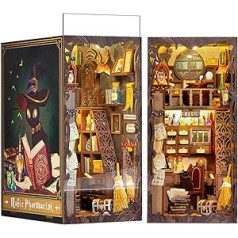 Cutefun Book Nook Kit, Magic Pharmacist Dollhouse, DIY Miniature House, Modeļu komplekti ar LED gaismām un ievietojamu putekļu aizsargplāksni, modeļu veidošana pieaugušajiem (SZ05B)