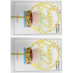 Gold Happy Birthday Cake Topper Dzimšanas dienas kūku kartītes Dzimšanas dienas ballītes noformējums DAL34