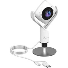 j5create 360° 1080P HD All-Round Webcam with Omnidirectional Microphone and Six Display Modes - Mac OS/Windows/Chrome OS Compatible