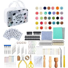 tixoacke Nadelfilz-Starter-Set mit 32 Farben, Wollfilz-Werkzeug und Aufbewahrungstasche für gefilztes Tierfilzen, geschmeidiges Filzwerkzeug-Set