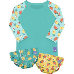 Bambino Mio, revoliucinis daugkartinio naudojimo plaukimo rinkinys - 2 maudymosi sauskelnės ir 1 maudymosi marškinėliai kūdikiams ir mažiems vaikams, apsauga nuo saulės SPF40+