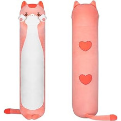 Mewaii 130 cm Mīsta rotaļlieta Kawaii Long Cat plīša spilvens Rozā pildīta rotaļlieta Pildīta dzīvnieku rotaļlieta Mīļains spilvens Dāvana plīša spilvens