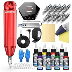 Wormhole Tattoo Machine Set Tattoo Set Rotary Tattoo Machine Set Power Supply 10 Tattoo Needles 8 30 ml Tattoo Ink Tattoo Machine WTK085