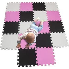 Mqiaoham Baby Floor Mat / Children’s Play Mat, Puzzle Design, Free from Harmful Substances White Pink Black