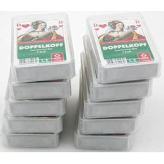 ASS paketas, kuriame yra 10 dviejų galvučių prancūziško vaizdo žaidimo kortelių su taškais A6 su 24 lapais