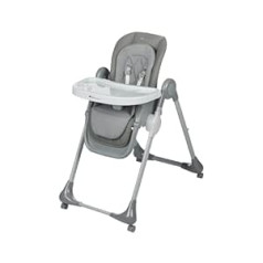 Bebeconfort OLEA Baby High Chair, 0-3 Years, 0-15 kg, Adjustable Highchair, 9 Heights & 3 Reclining Positions, Easy to Clean, Easy Move with 4 Swivel Wheels, Foldable, Tinted Gray