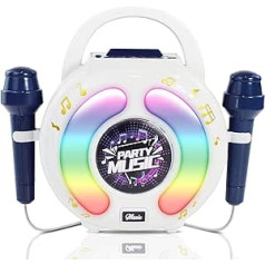 BAKAM vaikų karaoki mašina su „Bluetooth“ garsiakalbiu ir mikrofonu – kelių spalvų LED šviesos šou