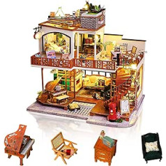 Cuteefun DIY Miniatu lėlių namelis, medinis lėlių namelio komplektas su baldais, rankų darbo rankdarbių rinkinys suaugusiems, dovana gimtadienio proga, Padėkos diena, Kalėdos, Valentino diena