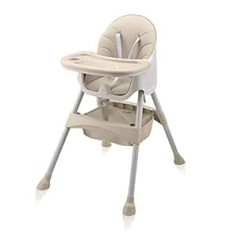 Baby Vivo High Chair 2-in-1 Baby Children Combination High Chair - Removable Adjustable Tray - with Hanging Basket - Oscar in Beige