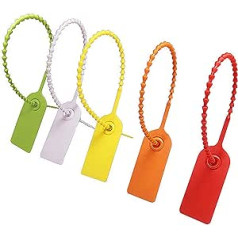 Gurxi Strong Cable Ties Tags Cable Ties Multicoloured Plastic Cable Ties Labels Plastic Seals Cable Tie Tags, Plastic Seal Bag for Clothing Shoes Bags Pack of 100