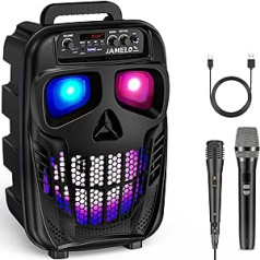 Jamelo Portable Karaoke Machine with 2 Microphones, Bluetooth Speaker with Light Effect, PA System Supports USB, Music Box for Adult/Children, Halloween, Party, Wedding, Lecture