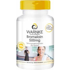 Warnke Vitalstoffe Bromelain 500mg - 1200 F.I.P - natürliches Ananasenzym - vegan & hochdosiert - 250 Tabletten - Großpackung | Warnke Vitalstoffe