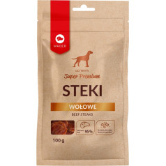 Liellopa gaļas steiki - suņu delikatese - 100 g