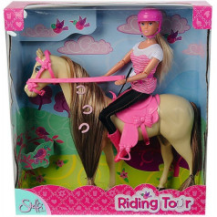 Steffi doll in a jockey outfit on a horse