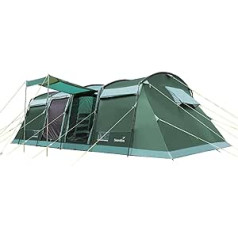 Skandika Montana Tunnel Tent for 10 People, Camping Tent with/without Sewn-in Tent Floor, with Sleeper Technology, 3-4 Black Sleeping Cabins, 5000 mm Hydrostatic Head, Mosquito Nets, Family Tent