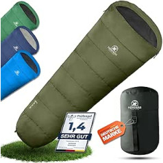 NORDBÄR® miegmaišis 3 Seasons Ultralight & Compact [1500 g] | su mažu pakuotės dydžiu | Mummy miegmaišis lengvas ir šiltas [300 GSM] | Žygio miegmaišis lauke, stovyklavimui ir kelionėms