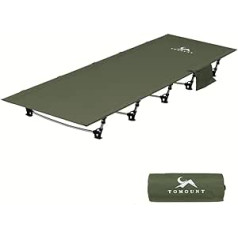 TOMOUNT Camp Bed, Ultralight Folding Bed Made of Aluminium, Compact Portable Camping Lounger, Easy to Build, Durable Camping Bed for Camping, Outdoor Hiking, Travel, Beach - Green