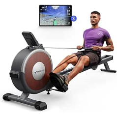 Magnetic Rowing Machine for Home, MERACH Bluetooth Rowing Machines with 16 Resistance Levels, Upgrade to Double Slide Rails, Maximum Load Capacity of 158 kg, Vertical Storage, Space Saving