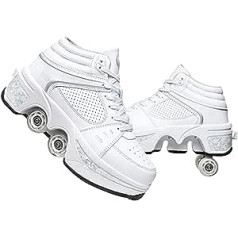 Shoes with Wheels, LED Luminous Skates, 4 Wheels, Adjustable Roller Skates, Hidden Wheel for Running Shoes, for Play, for Men, Women and Children