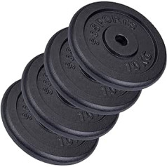 ScSPORTS® svaru šķīvji - komplekts 15/20/30/40/60kg, urbums 30/31mm, čuguns, melns - svaru šķīvju komplekts, svaru šķīvji, hanteles atsvari, fitnesa šķīvji, hanteles svari