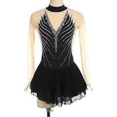 COYI bērnu meiteņu daiļslidošanas kleita, daiļslidošanas apģērbs ar garām piedurknēm, aktīvais apģērbs, baleta dejas, dzirkstoša kleita, priekšnesuma kostīmi (izmērs: 150, krāsa: melns)