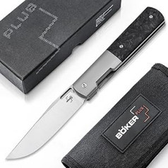 Böker Plus® Urban Barlow MCF Pocket Knife - Modern Framelock Folding Knife with Wooden Handle - Gentleman Knife with Clip - Barlow Knife with Flipper Blade Made of M390 - Small One-Handed Knife with