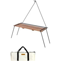 YIWENG Outdoor-Camping-Rack,praktischer Klapptisch aus 304 Edelstahl und Sabilli-Holz,Familien-Picknick-Wanderlagerregal,trinkbarer A-Tisch,Klapptisch