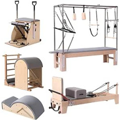 AMCOIN Pilates studijas komplekts Premium viens pret vienu Pilates Reformer, Pilates Cadillac, Pilates stabilizatora krēsls, Pilates mugurkaula korektors un Wanda krēsls