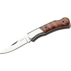 Herbertz Pocket Knife, AISI 440 Steel, Cuticles, Back Lock, Stainless Steel Jaws, Burl Wood Handles, Sharp Folding Knife & Outdoor Knife for Camping, Hiking or Hunting, One Size