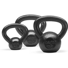 Yes4Visi čuguna kettlebell hanteles komplekti — pieejamie svari — 5, 10, 15, 20, 25, 13,6 kg un regulējams kettlebell rokturis