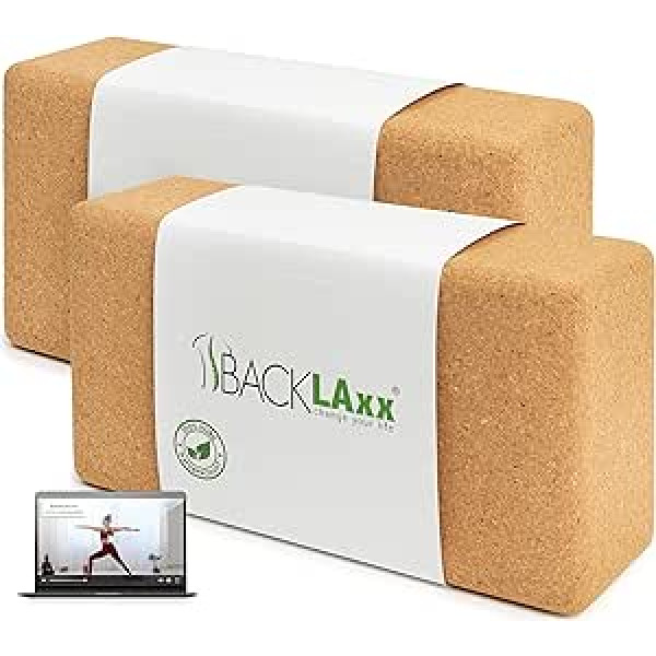 BACKLAxx ® jogas bloku korķis — 100% dabīgs jogas bloks, ilgtspējīgs — jogas bloks ir ādai draudzīgs un ekoloģiski izgatavots ar aplikācijas videoklipiem — jogas bloki jogas bloki