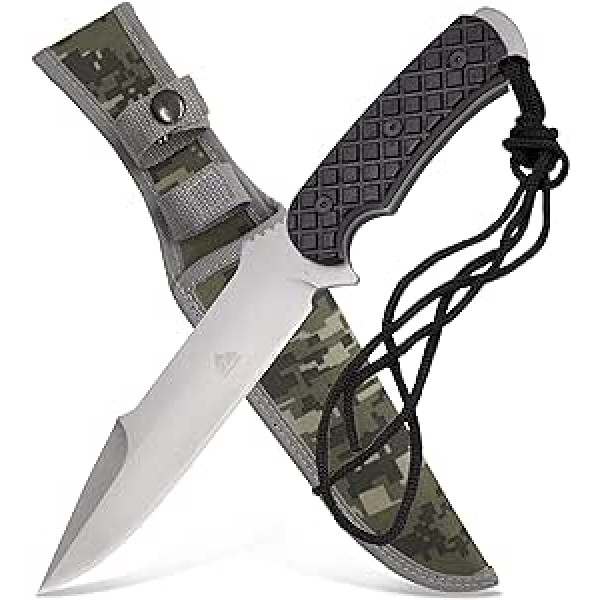 by GER-SABER SA30 Hunting Knife Fixed Clip Point Blade Including Belt Holster and 120 cm Cord 31 cm One-Handed Knife Outdoor Knife for Any Adventure Survival Bowie Knife for Camping Hunting Hiking