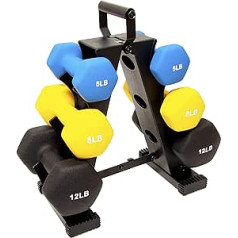 BalanceFrom Coloured Neoprene Coated Dumbbell Set with Stand 20lb Set (3 Pairs of 5lbs, 8lbs and 12lbs)
