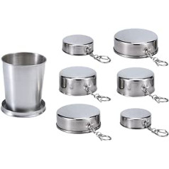 Kellegour 6 Pieces Stainless Steel Folding Cup, Portable, Camping Hiking Folding Cup, Portable Folding Cup, Foldable Cup, Stainless Steel, for Travel, Picnic, Hiking, Outdoor, Camping, Hiking,