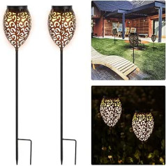 Görvitor Solar Lights Garden LED Warm Light Solar Lights for Outdoor Garden 69 cm Garden Lights IP65 Waterproof Solar Lights for Outdoor Decoration Patio Lawn Path Lights (Metal)