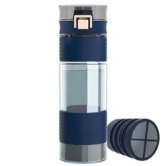 GOSOIT ūdens filtra pudele pārgājieniem, kempingiem, ceļojumiem un sportam, izdzīvošanas ūdens filtra pudele ar ultrafiltrāciju āra ārkārtas situācijām, 500 ml (zils)