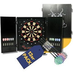 Best Sporting Dartscheibe elektronisch Glasgow I elektronische Dartscheibe mit LED-Anzeigen I E-Dartscheibe mit 12 Dartpfeilen & Ersatzspitzen I Dartboard Kabinett I Dart für 8 Spieler