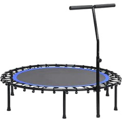 vidaXL Fitness Trampoline with Handle 36 Bungee Cable T-bar Handle Sport Jumping Mini Trampoline Training Suspension 122 cm Steel Construction PP Mat