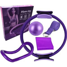 LYEAA Pilates Ring Set, Yoga Starter Set with Mini Exercise Ball & Pilates Ring & Pilates Resistance Band & Yoga Ring for Fitness, Pilates, Home Yoga