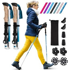 Hiking Poles for Women - Foldable Trekking Poles for Backpacking, Sports and Travel, Set of 2 Folding Nordic Walking Poles Aluminium