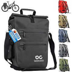 barcoco Velosipēdu somas Pannier Rack, 100% ūdensizturīga velosipēda mugursoma, Pannier bagāžnieka soma velosipēdam, Klickfix ar klēpjdatora nodalījumu, klēpjdatora soma, atstarojoša mugursoma, melna, 21 L