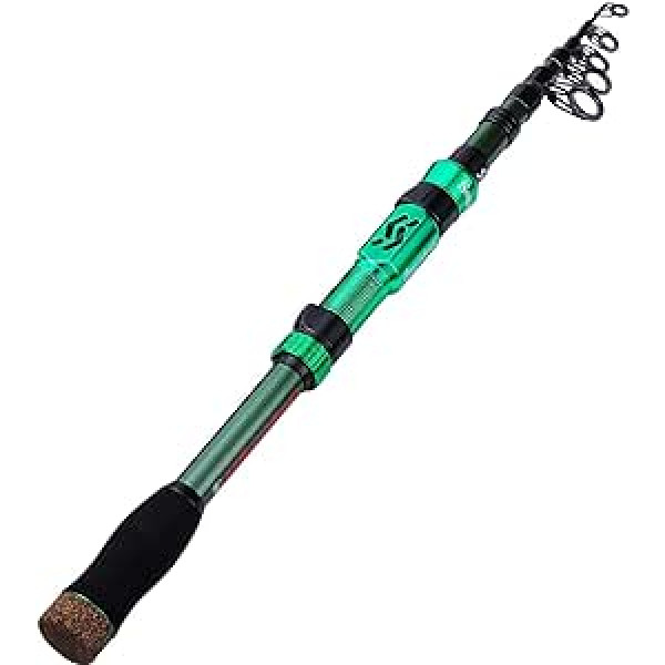 Sougayilang Fishing Rod Telescopic Fishing Rod Portable 24 Ton Carbon Fibre CNC Machined Reel Seat Comfortable EVA Handle Travel Fishing Rod for Bass Trout Fishing