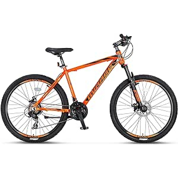 24 collu alumīnija MTB Mirage piekare, 21 ātruma Shimano pārslēdzēja pārnesumi, disku bremzes 2467 oranža