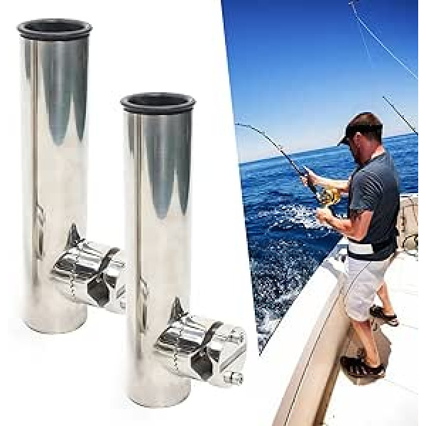 FUROMG 2 pieces boat rod holder fishing rod holder rod holder stainless steel for yacht boat 19-25 mm railing