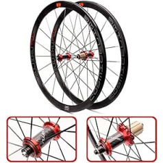 ZNND īpaši viegls 700C velosipēda riteņu komplekts, 40 mm oglekļa šķiedras caurules rumbas šosejas velosipēda riteņpāris, V/C bremzes (krāsa: sarkana)