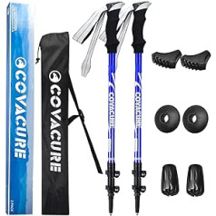 Covacure Telescopic Nordic Walking Poles Adjustable Lightweight with Rubber Buffer for Men and Women
