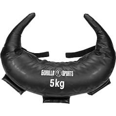 GORILLA SPORTS® bulgāru soma - 5 kg, 8 kg, 12 kg, 17 kg un 22,5 kg, 5 cilpas, izgatavota no mākslīgās ādas, melna - smilšu maiss, bulgāru soma, barošanas soma, smilšu maiss, spēka treniņš, fitness