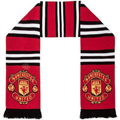 Manchester United FC - Strickschal - Offizielles Merchandise - Geschenk für Fußballfans - Jacquard-Muster - Rot gestreift