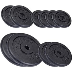 ScSPORTS 40 kg svaru plākšņu komplekts, 2 x 10 kg, 2 x 2,5 kg un 4 x 1,25 kg čuguna atsvari 30 mm, testēts un izturējis Intertek