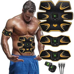 AILEDA EMS vēdera muskuļu trenažieris, EMS elektriskā muskuļu stimulācija, USB uzlādējams muskuļu stimulators, vēdera trenažieris ar 6 režīmiem un 9 intensitātēm, LCD ekrāna muskuļu stimulators, viegli pārnēsājams